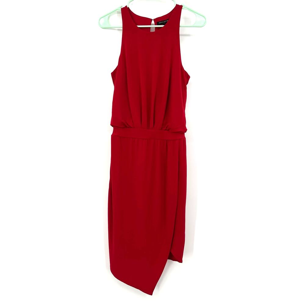 Banana Republic Size XS Red Sleeveless Dress‎ Asymmetrical Hem Faux Wrap NWT